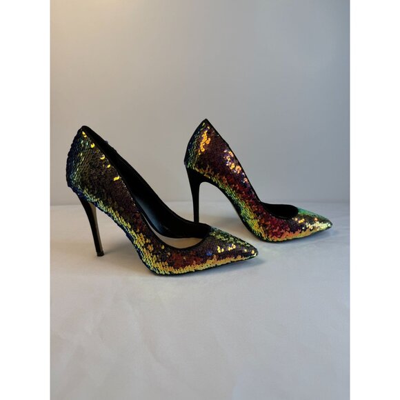 Aldo Stessy Womens Size 7 Multi-color Iridescent Sequin High Heel Party Dressy - Picture 7 of 16